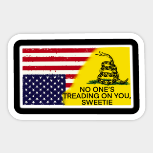 No One’s Treading On You Sweetie Gadsden Flag Upside Down American Flag Sticker